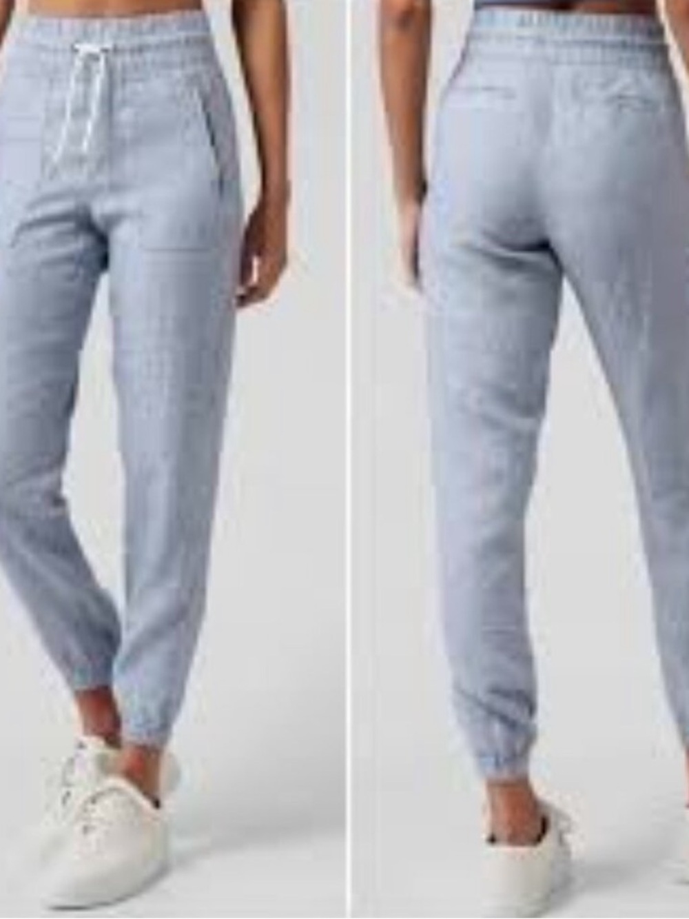 Athleta Cabo Linen Light Blue Jogger Pants | Size 0, 27” Inseam